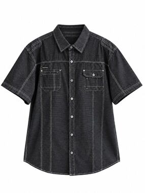 Projek Raw 100% Cotton Black & Grey Stripe Button-Up Shirt – 2XL Like New
